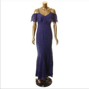 NWT Ralph Lauren Blue Floral Lace Gown